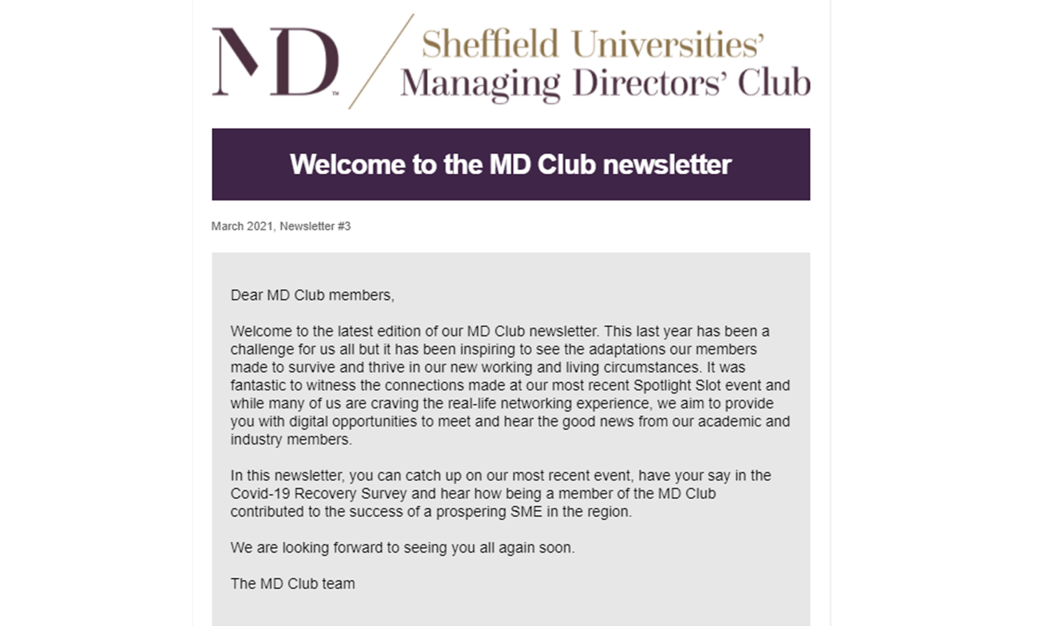 Newsletter #3 – Catch up on the latest MD Club news
